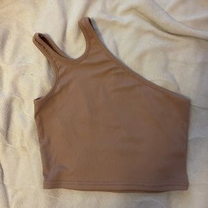 Beige One Shoulder Crop